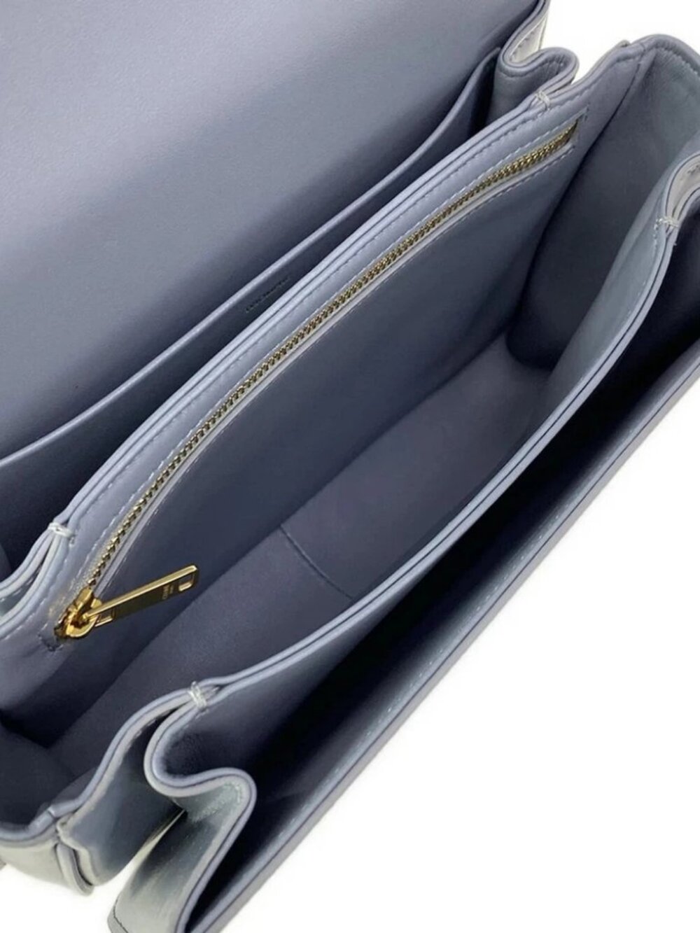 CELINE Triomphe Medium - Blue Gray Shiny Calfskin Shoulder Bag - Picture 14 of 16